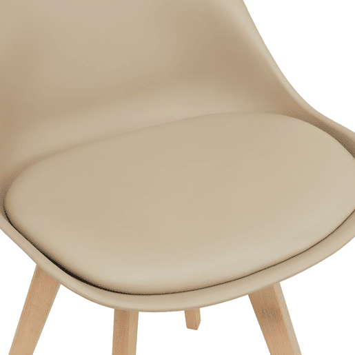 Conjunto de 6 cadeiras de jantar Fläten Pele sintética e pernas de faia 82x49x54cm Bege en.casa