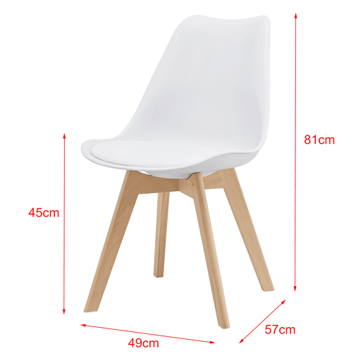 Conjunto de 4 cadeiras de jantar Fläten Pele sintética e pernas de faia 82x49x54cm Branco en.casa