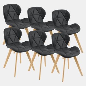 Cadeira de jantar Älmhult conjunto de 6 78x47x52 cm em pele sintética Preto en.casa