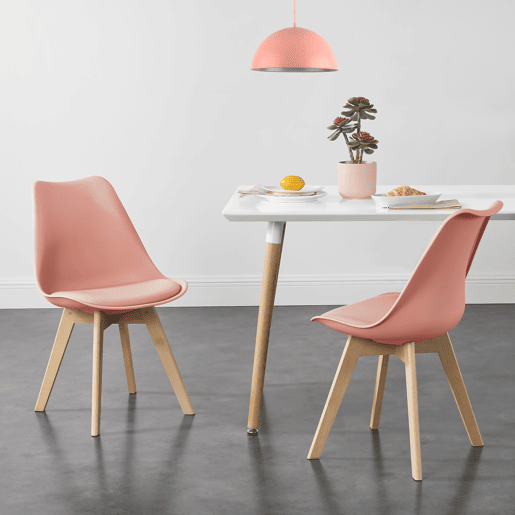 Conjunto de 4 cadeiras de jantar Fläten Pele sintética e pernas de faia 82x49x54cm Cor-de-rosa en.casa