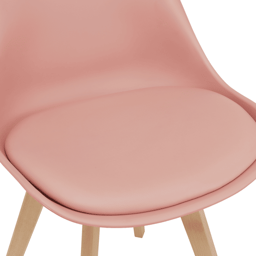 Conjunto de 4 cadeiras de jantar Fläten Pele sintética e pernas de faia 82x49x54cm Cor-de-rosa en.casa