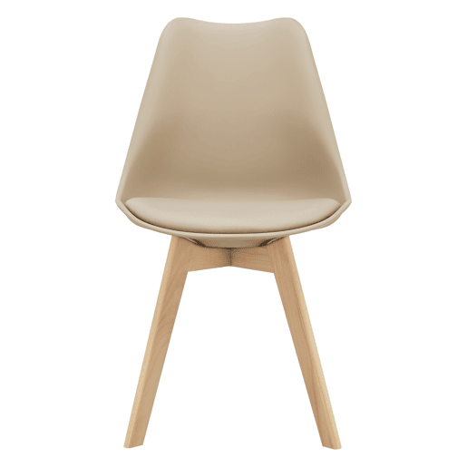 Conjunto de 4 cadeiras de jantar Fläten Pele sintética e pernas de faia 82x49x54cm Bege en.casa