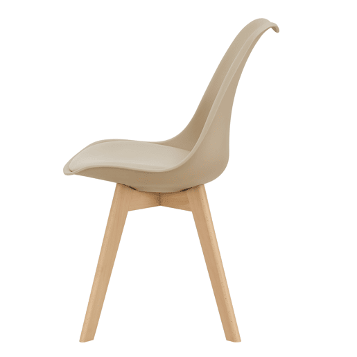Conjunto de 4 cadeiras de jantar Fläten Pele sintética e pernas de faia 82x49x54cm Bege en.casa