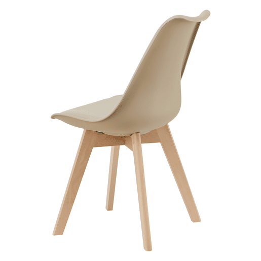 Conjunto de 4 cadeiras de jantar Fläten Pele sintética e pernas de faia 82x49x54cm Bege en.casa