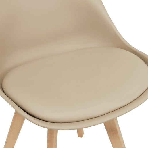 Conjunto de 4 cadeiras de jantar Fläten Pele sintética e pernas de faia 82x49x54cm Bege en.casa