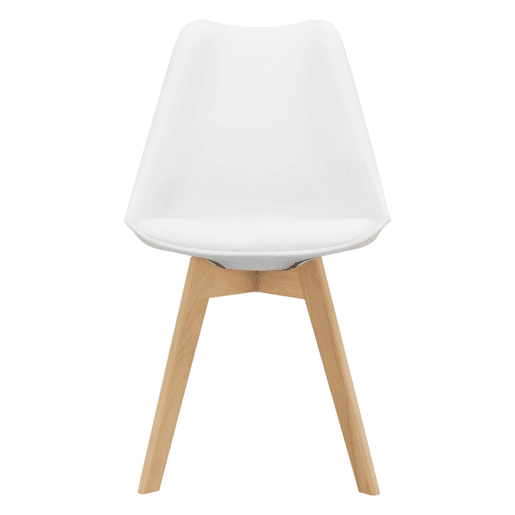 Conjunto de 6 cadeiras de jantar Fläten Pele sintética e pernas de faia 82x49x54cm Branco en.casa