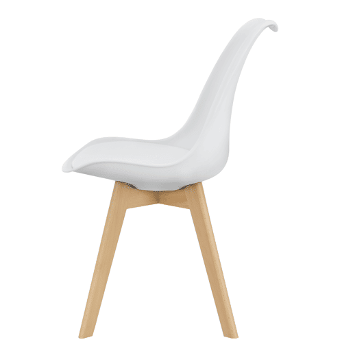 Conjunto de 6 cadeiras de jantar Fläten Pele sintética e pernas de faia 82x49x54cm Branco en.casa