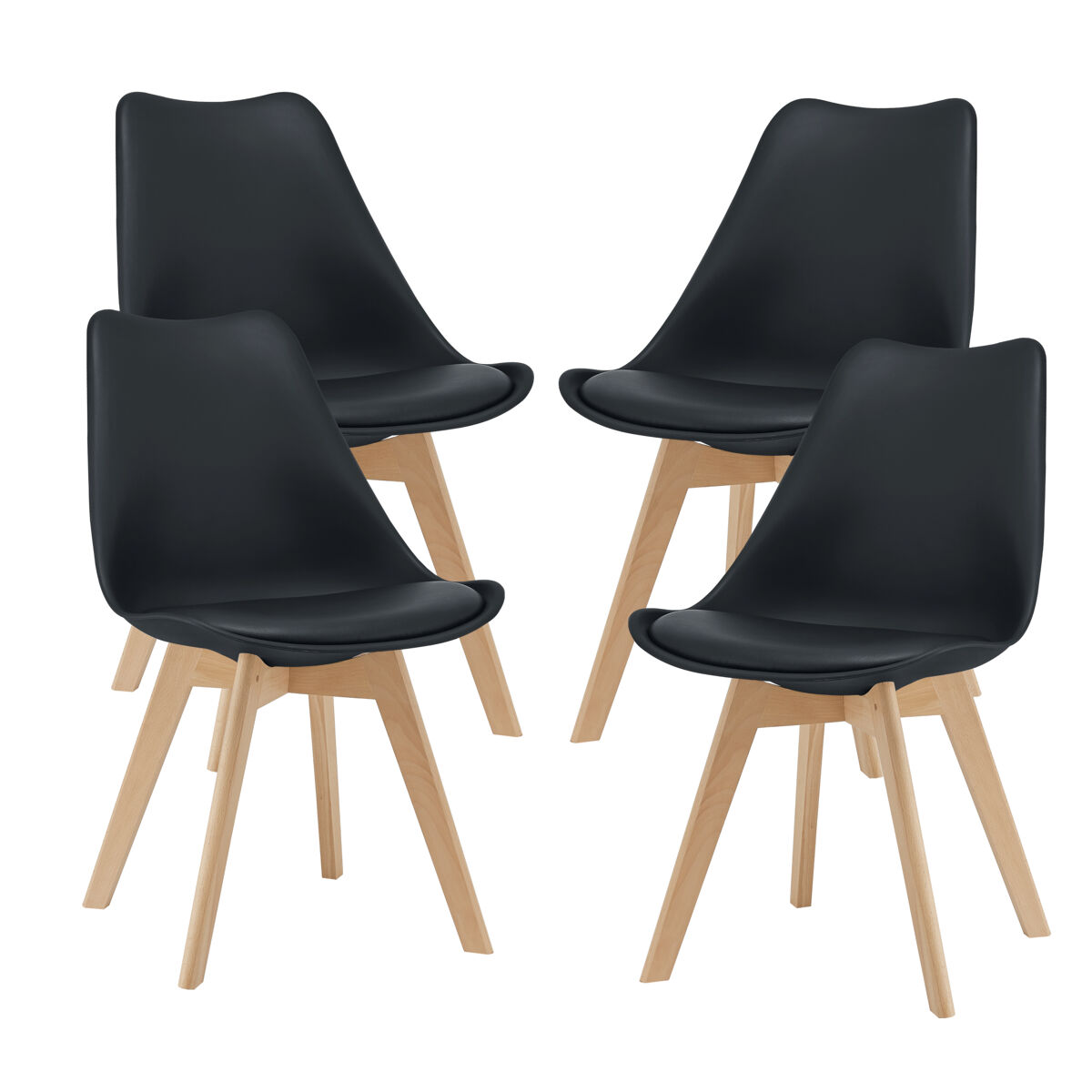 Set de 4x sillas de comedor Fläten estilo escandinavo madera
