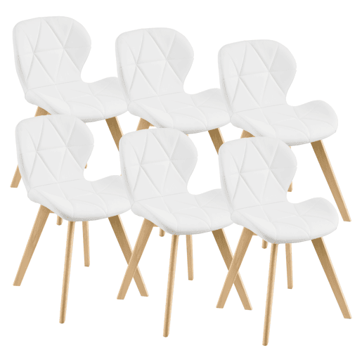 Cadeira de jantar Älmhult conjunto de 6 78x47x52 cm em pele sintética Branco en.casa
