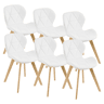 Cadeira de jantar Älmhult conjunto de 6 78x47x52 cm em pele sintética Branco en.casa