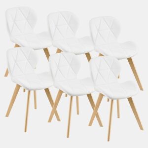 Cadeira de jantar Älmhult conjunto de 6 78x47x52 cm em pele sintética Branco en.casa