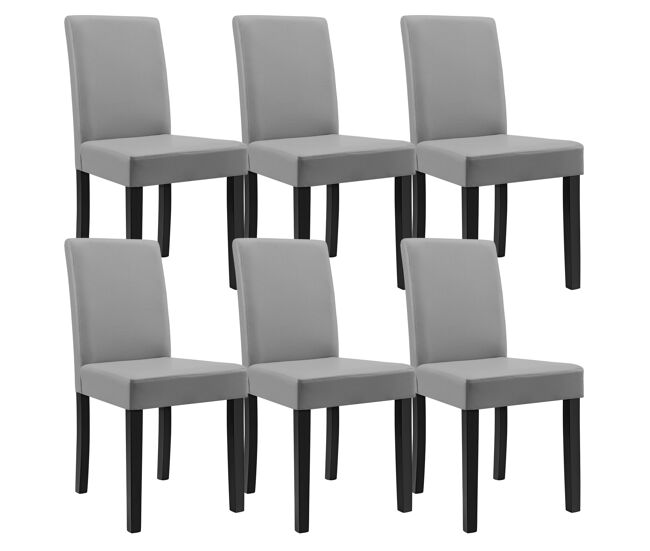 6 x sillas tapizadas de cuero sintético patas de madera