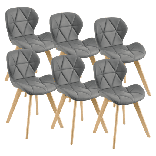 Cadeira de jantar Älmhult conjunto de 6 78x47x52 cm em pele sintética Cinzento en.casa