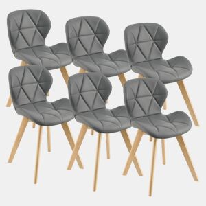 Cadeira de jantar Älmhult conjunto de 6 78x47x52 cm em pele sintética Cinzento en.casa