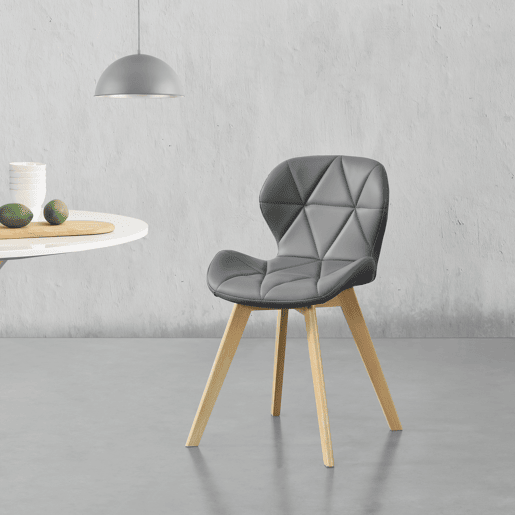Cadeira de jantar Älmhult conjunto de 6 78x47x52 cm em pele sintética Cinzento en.casa