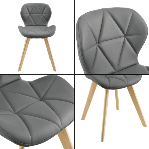 Cadeira de jantar Älmhult conjunto de 6 78x47x52 cm em pele sintética Cinzento en.casa