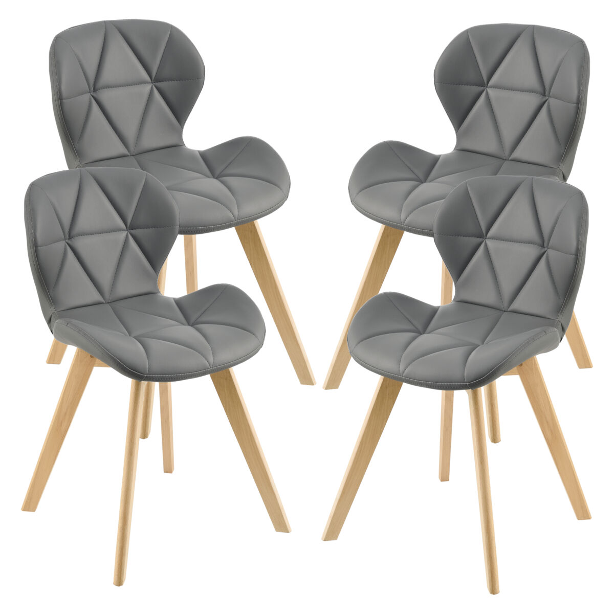 Conjunto de 4 sillas de comedor älmhult 78x47x52 cm - gris [en.casa]