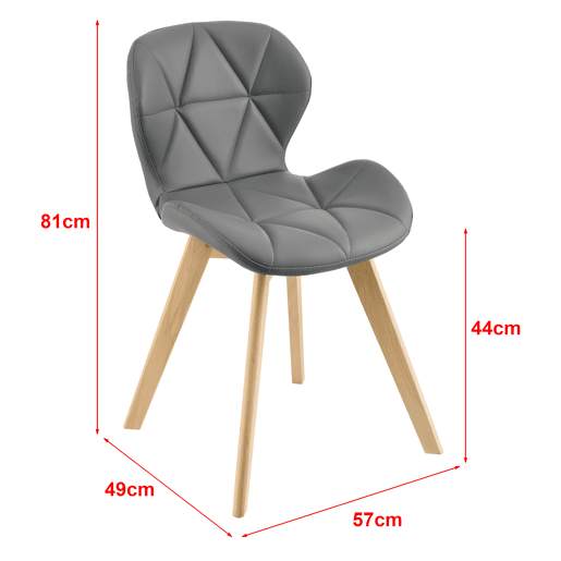 Cadeira de jantar Älmhult conjunto de 4 78x47x52 cm em pele sintética Cinzento en.casa