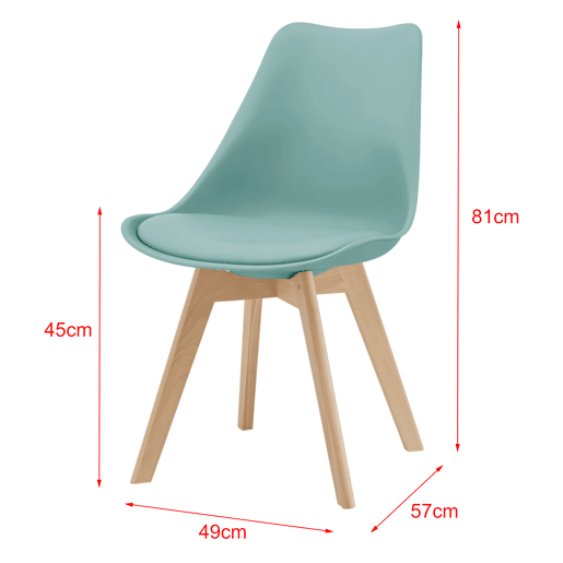 Conjunto de 6 cadeiras de jantar Fläten Pele sintética e pernas de faia 82x49x54cm Verde menta en.casa