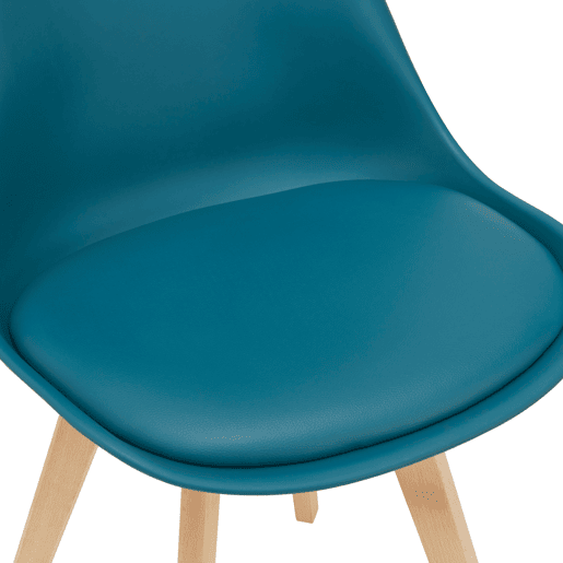 Conjunto de 6 cadeiras de jantar Fläten Pele sintética e pernas de faia 82x49x54cm Turquesa en.casa