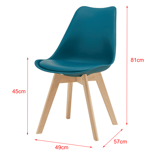 Conjunto de 6 cadeiras de jantar Fläten Pele sintética e pernas de faia 82x49x54cm Turquesa en.casa