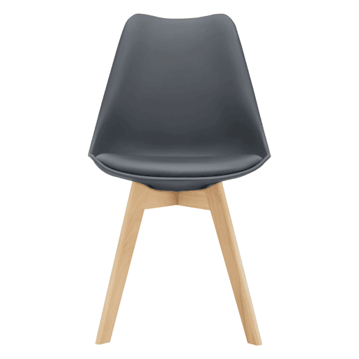 Conjunto de 4 cadeiras de jantar Fläten Pele sintética e pernas de faia 82x49x54cm Cinzento en.casa