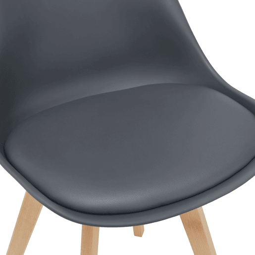 Conjunto de 4 cadeiras de jantar Fläten Pele sintética e pernas de faia 82x49x54cm Cinzento en.casa