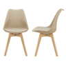 Conjunto de 2 cadeiras de jantar Fläten Pele sintética e pernas de faia 82x49x54cm Bege en.casa