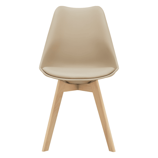 Conjunto de 2 cadeiras de jantar Fläten Pele sintética e pernas de faia 82x49x54cm Bege en.casa