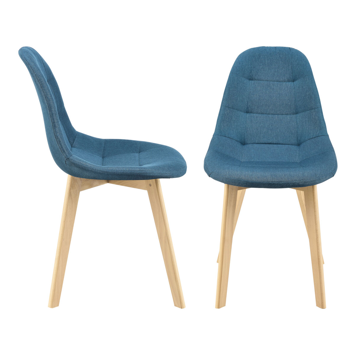 Set de 2 sillas de comedor kopparberg tapizado patas de haya 86 x 53 x 47 cm azul [en.casa]