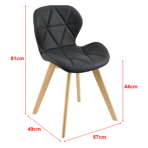 Cadeira de jantar Älmhult conjunto de 2 78x47x52 cm em pele sintética Preto en.casa
