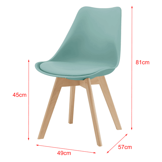 Conjunto de 2 cadeiras de jantar Fläten Pele sintética e pernas de faia 82x49x54cm Verde menta en.casa