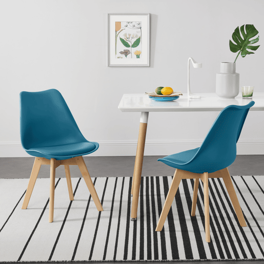 Conjunto de 2 cadeiras de jantar Fläten Pele sintética e pernas de faia 82x49x54cm Turquesa en.casa