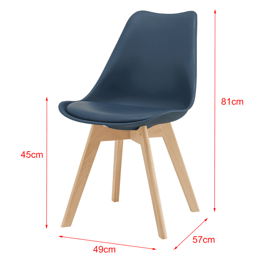 Conjunto de 2 cadeiras de jantar Fläten Pele sintética e pernas de faia 82x49x54cm Azul en.casa
