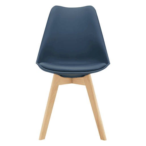 Conjunto de 2 cadeiras de jantar Fläten Pele sintética e pernas de faia 82x49x54cm Azul en.casa