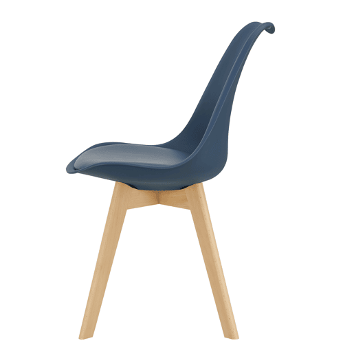 Conjunto de 2 cadeiras de jantar Fläten Pele sintética e pernas de faia 82x49x54cm Azul en.casa