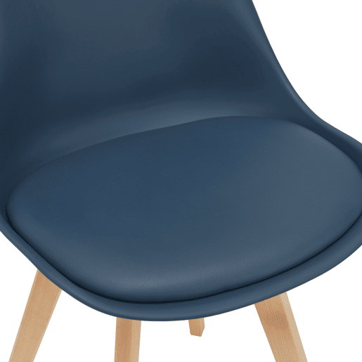 Conjunto de 2 cadeiras de jantar Fläten Pele sintética e pernas de faia 82x49x54cm Azul en.casa