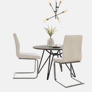 Silla de comedor Belfort Simil cuero Crema 50X40X90 cm