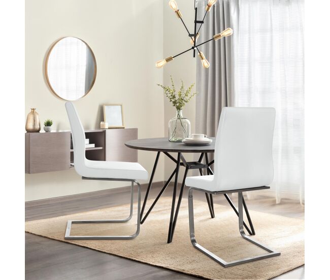 Silla de comedor belfort simil cuero blanco 50x40x90 cm