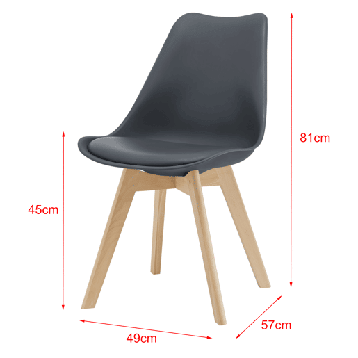 Conjunto de 2 cadeiras de jantar Fläten Pele sintética e pernas de faia 82x49x54cm Cinzento en.casa