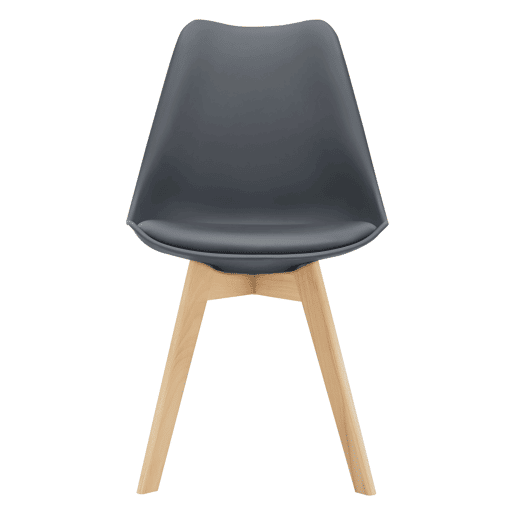 Conjunto de 2 cadeiras de jantar Fläten Pele sintética e pernas de faia 82x49x54cm Cinzento en.casa