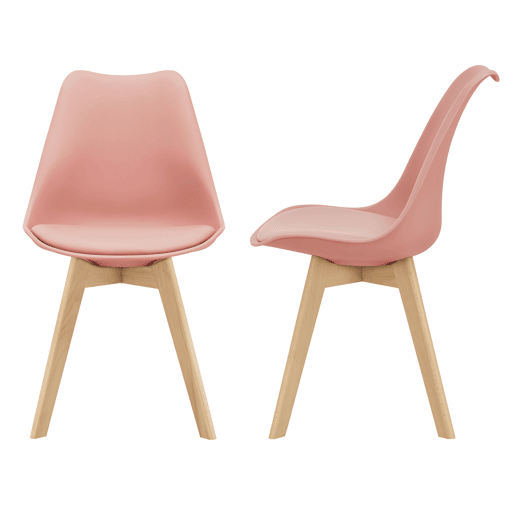 Conjunto de 2 cadeiras de jantar Fläten Pele sintética e pernas de faia 82x49x54cm Rosa en.casa