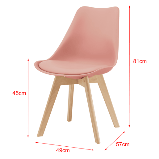 Conjunto de 2 cadeiras de jantar Fläten Pele sintética e pernas de faia 82x49x54cm Rosa en.casa