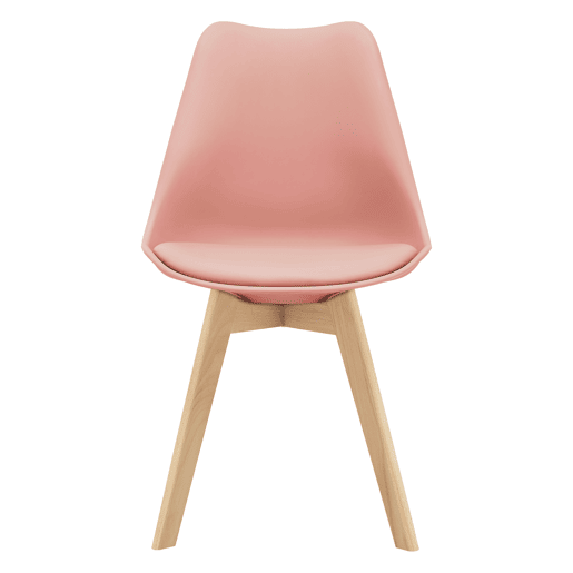 Conjunto de 2 cadeiras de jantar Fläten Pele sintética e pernas de faia 82x49x54cm Rosa en.casa