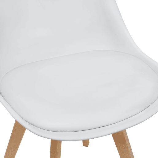 Conjunto de 2 cadeiras de jantar Fläten Pele sintética e pernas de faia 82x49x54cm Branco en.casa
