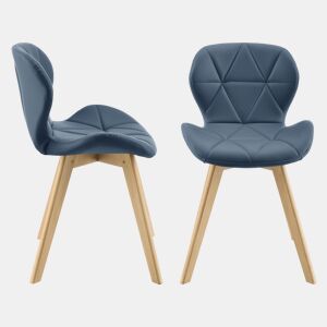 Cadeira de jantar Älmhult conjunto de 2 78x47x52 cm em pele sintética Azul en.casa