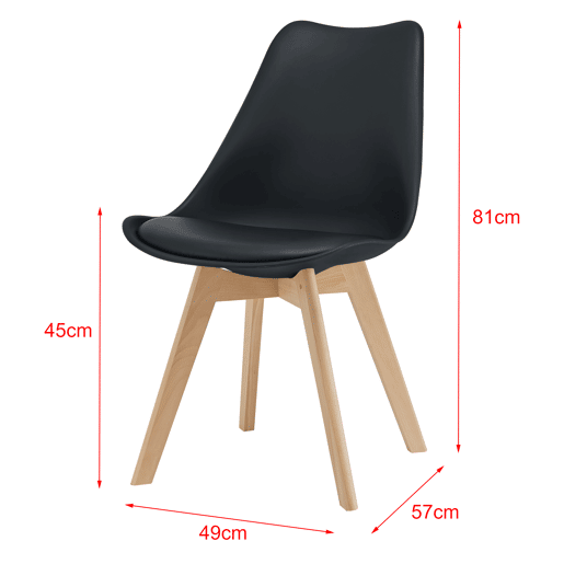 Conjunto de 2 cadeiras de jantar Fläten Pele sintética e pernas de faia 82x49x54cm Preto en.casa
