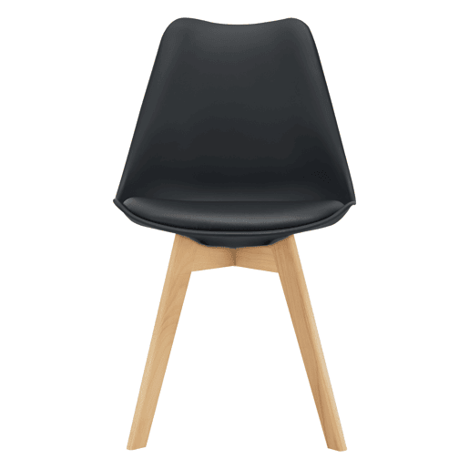 Conjunto de 2 cadeiras de jantar Fläten Pele sintética e pernas de faia 82x49x54cm Preto en.casa