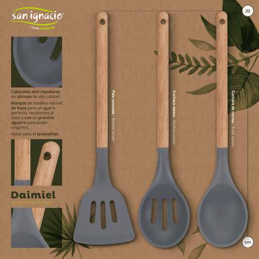 8 peças Bateria de cozinha adequada para indução San Ignacio Altea em aço inoxidável com conjunto de 3 utensílios de cozinha em silicone Daimiel