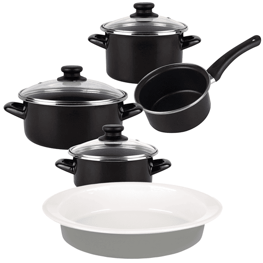 7 pedaços de traje de cozinha de aço vitrificado